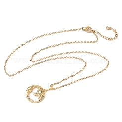 Женские цепочки из нержавеющей стали 304 с подвеской в виде луны и солнца из латуни с микропаве из прозрачных кубических цирконий NJEW-D341-05G