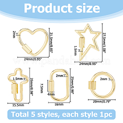 5 шт. 5 стиля латунный винт с карабином KK-HS0015-15