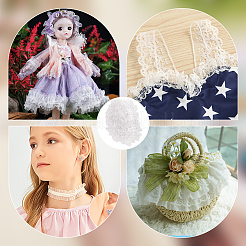 10 м двухслойная полиэстеровая эластичная кружевная отделка с цветочным узором OHAR-WR0001-02A