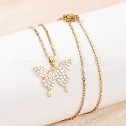 Латунный микропаве прозрачный кубический цирконий кулон ожерелья для женщин NJEW-C076-19G