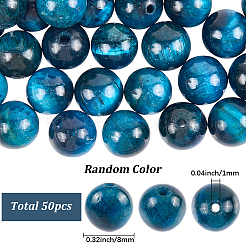 50 шт. бусины из натурального синего тигрового глаза&nbsp;G-SP0001-36