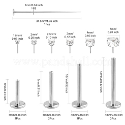 15 шт. плоские круглые серьги-гвоздики из нержавеющей стали 304 с прозрачным кубическим цирконием и титановым сплавом g23 EJEW-FS0001-30