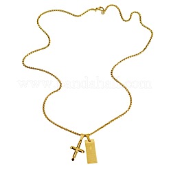 Ожерелья с подвесками в виде креста и прямоугольника из нержавеющей стали 304&nbsp;FS-WGE99ED-01