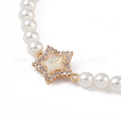 Браслеты-цепочки из латуни с прозрачным кубическим цирконием и звездчатыми звеньями BJEW-M321-01A