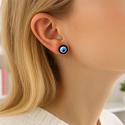 6 шт. 3-х цветные серьги-гвоздики из нержавеющей стали от сглаза для мужчин&nbsp;EJEW-GO0002-16