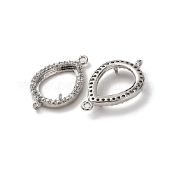 Каплевидные латунные микропаве из прозрачных кубических цирконий с коннектором и оправой из кабошона KK-NH0007-01P