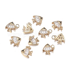 Прозрачные латунные брелоки с черным фианитом ZIRC-F120-054G