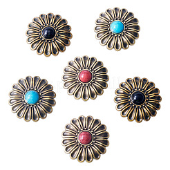 6шт 3-х цветный сплав хризантемы с декоративными заклепками из смолы BUTT-TA0001-30