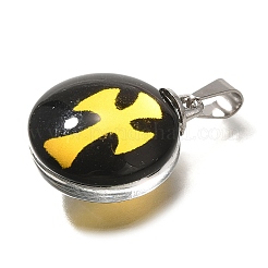 Плоские круглые акриловые подвески из нержавеющей стали 201&nbsp;STAS-U036-01P-08