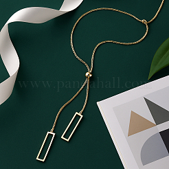2 шт. 2 цвета 304 нержавеющая сталь прямоугольный кулон слайдер лариат ожерелья для женщин&nbsp;NJEW-HY0001-22