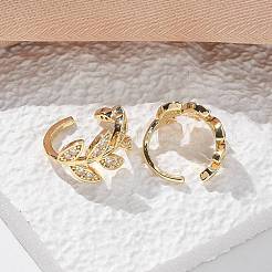 Латунные серьги-манжеты из прозрачного кубического циркония X-EJEW-I249-11G