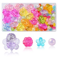 80шт 4 стиля прозрачные акриловые бусины&nbsp;MACR-FS0001-61