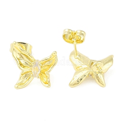 Фурнитура для серег-гвоздиков из латуни с паве из прозрачного кубического циркония&nbsp;LS-KK-F875-06G