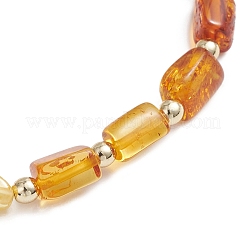 Прямоугольные градиентные цветные бусины из натурального янтаря&nbsp;BJEW-JB12766