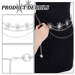 2 шт. 2 стиля луна солнце сплав звено цепи на талию тело AJEW-UN0002-20P