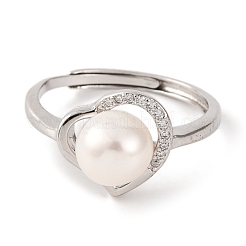 925 регулируемое кольцо из стерлингового серебра с прозрачным кубическим цирконием RJEW-C110-05P