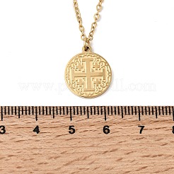 Подвески-медали с иерусалимским крестом из нержавеющей стали 304&nbsp;NJEW-D349-01G