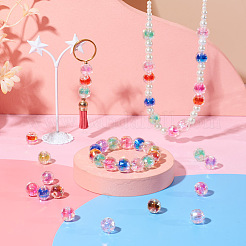 64 шт. 8-цветные прозрачные акриловые европейские бусины с УФ-покрытием&nbsp;OACR-TA0001-31