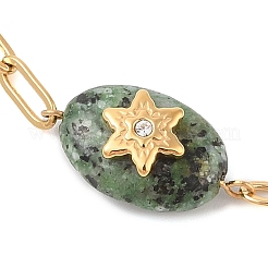 Браслет из натурального африканского нефрита 304 из нержавеющей стали для женщин&nbsp;BJEW-Z070-01G-03