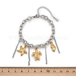 Браслеты с подвесками из нержавеющей стали 304&nbsp;BJEW-C116-01GP