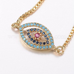 Регулируемые латунные браслеты из микропаве из циркония и боло BJEW-F302-25G