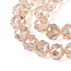 Гальваническое покрытие прозрачных круглых стеклянных бусин в нитях&nbsp;EGLA-T029-8mm-12T-14