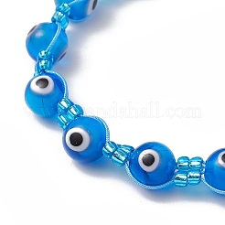 Бусины лампворк от сглаза плетеные браслеты из бисера для мужчин и женщин&nbsp;BJEW-MZ00160-04