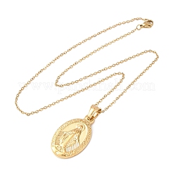 Овальные ожерелья из нержавеющей стали 304 с подвеской в виде Девы Марии для женщин&nbsp;NJEW-B149-02G