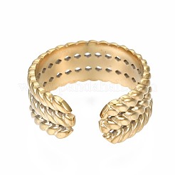 Открытое манжетное кольцо из нержавеющей стали 304 с витой веревкой&nbsp;RJEW-T023-47G