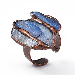 Открытое кольцо из природного кианита неправильной формы RJEW-D077-02AB