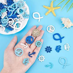 100 шт. подвески из окрашенного дерева в 5 стилях с морской тематикой WOOD-NB0001-96