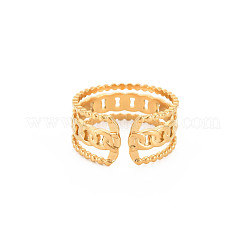 Ионное покрытие (ip) 304 нержавеющая сталь панцирная цепочка форма открытого манжета кольцо для женщин RJEW-S405-228G