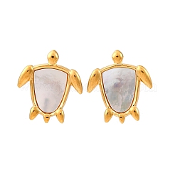 Серьги-гвоздики из натуральной белой ракушки из нержавеющей стали 304&nbsp;EJEW-Z103-05G-02