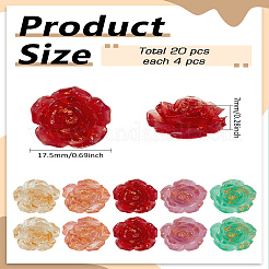 20 шт. 5-цветные прозрачные кабошоны из золотой фольги из смолы&nbsp;RESI-LP0001-10