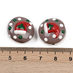 Рождественские эмалевые бусины ручной работы в технике лэмпворк&nbsp;X1-LAMP-C020-03B