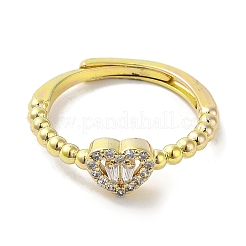 Реечное покрытие латунь микро паве кубический цирконий регулируемые кольца&nbsp;RJEW-H228-02G-02