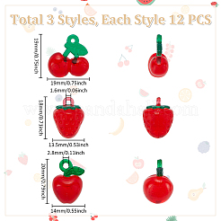 36 шт. 3 стиля акриловых имитационных фруктовых подвесок&nbsp;MACR-UN0001-08