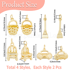8шт 4 стиля латунные подвески&nbsp;KK-BBC0023-02B