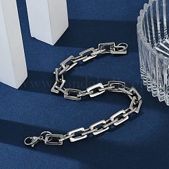 Браслеты-цепочки из нержавеющей стали прямоугольник 201&nbsp;X-BJEW-N240-06P