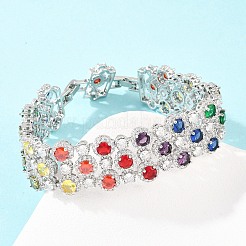 Теннисные браслеты из платиновой латуни с микропаве из кубических цирконий&nbsp;BJEW-B160-11P