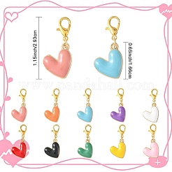 50 шт. 10 стиля подвеска в форме сердца из сплава эмали&nbsp;HJEW-YW00114