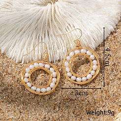 Элегантные латунные плоские круглые серьги с натуральным пресноводным жемчугом OF9331