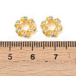 Витое кольцо из латуни с микропаве из прозрачных кубических цирконий KK-C142-02G