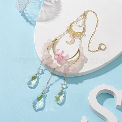 Подвесные ловцы солнца в форме бабочки и капли из латуни и нержавеющей стали 304 HJEW-TA00156