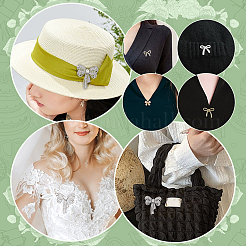 2 шт. броши из сплава и стекла в форме банта для одежды рюкзака&nbsp;JEWB-PH0001-42