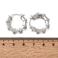 Квадратные серьги-кольца из латуни с микропаве из прозрачных кубических цирконий&nbsp;EJEW-H108-07P