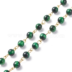 3.28 футовая цепочка ручной работы из натурального тигрового глаза&nbsp;X1-AJEW-JB01092-01