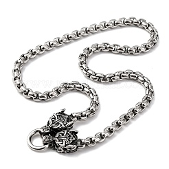 Двойная подвеска в виде головы волка из нержавеющей стали 304 с цепочкой-коробкой NJEW-C099-01