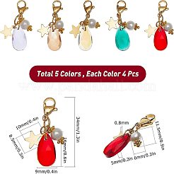 20 шт. 5-х цветные граненые стеклянные подвески в форме капли&nbsp;HJEW-SC0001-16