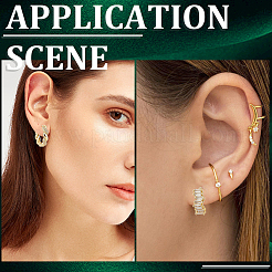 4 пара 4-х стилевых серег-колец в форме прямоугольника и витой веревки с прозрачным кубическим цирконием EJEW-BBC0001-18